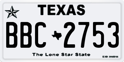 TX license plate BBC2753