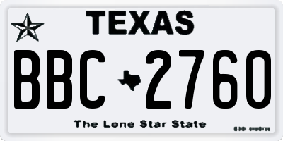 TX license plate BBC2760