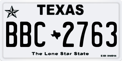 TX license plate BBC2763