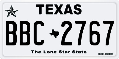 TX license plate BBC2767