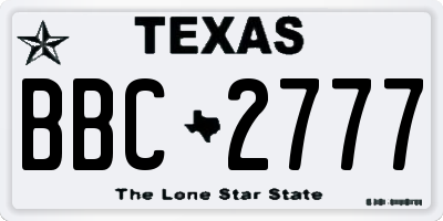 TX license plate BBC2777