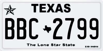 TX license plate BBC2799