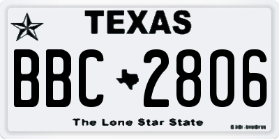 TX license plate BBC2806