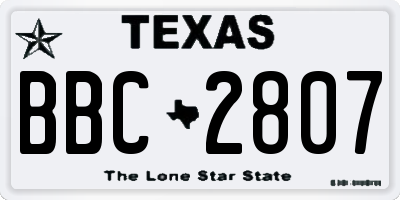 TX license plate BBC2807