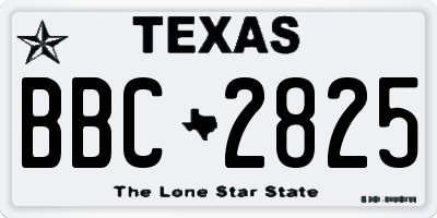 TX license plate BBC2825