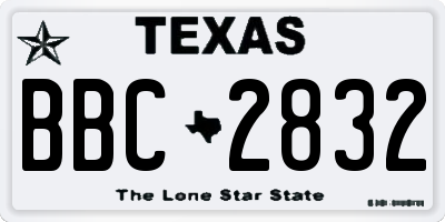 TX license plate BBC2832