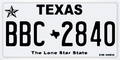 TX license plate BBC2840