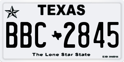 TX license plate BBC2845