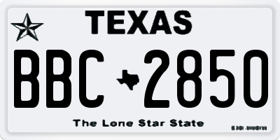 TX license plate BBC2850