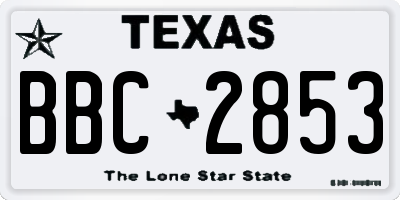 TX license plate BBC2853