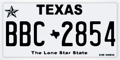 TX license plate BBC2854