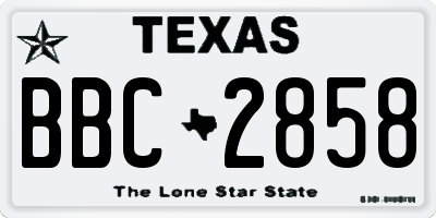 TX license plate BBC2858