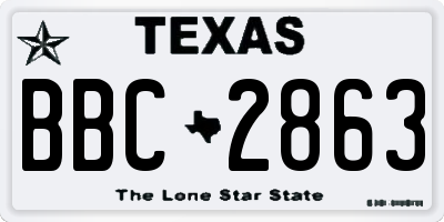 TX license plate BBC2863