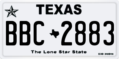 TX license plate BBC2883