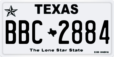 TX license plate BBC2884