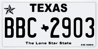 TX license plate BBC2903