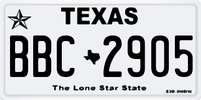 TX license plate BBC2905