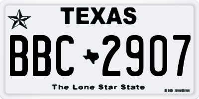 TX license plate BBC2907