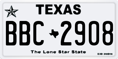 TX license plate BBC2908