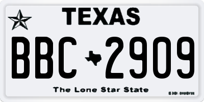 TX license plate BBC2909
