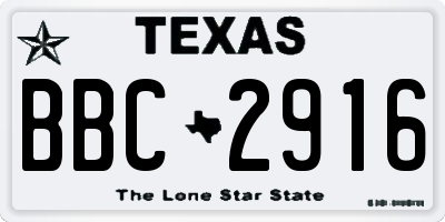 TX license plate BBC2916