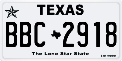 TX license plate BBC2918