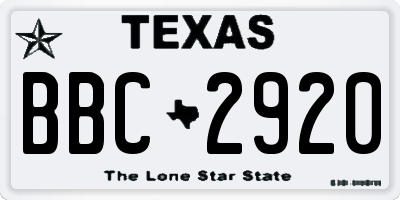 TX license plate BBC2920