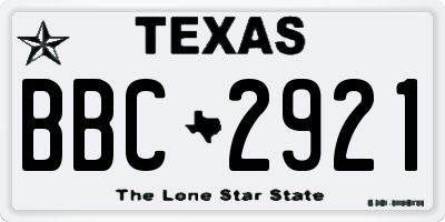 TX license plate BBC2921