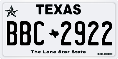 TX license plate BBC2922