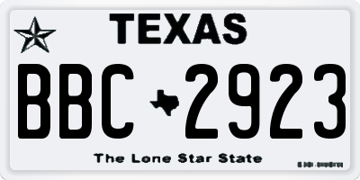 TX license plate BBC2923