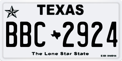 TX license plate BBC2924