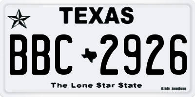 TX license plate BBC2926