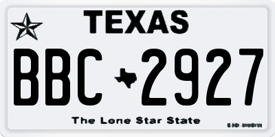 TX license plate BBC2927