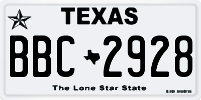 TX license plate BBC2928