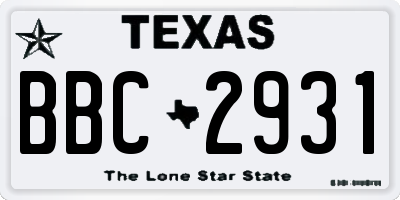 TX license plate BBC2931