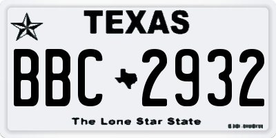 TX license plate BBC2932