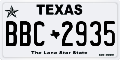 TX license plate BBC2935