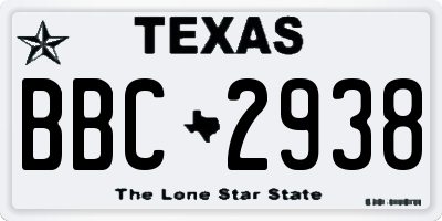 TX license plate BBC2938