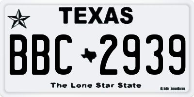 TX license plate BBC2939