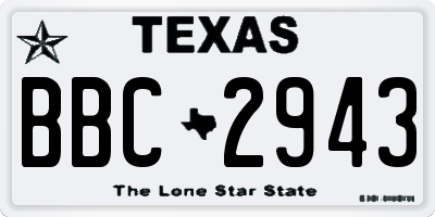 TX license plate BBC2943