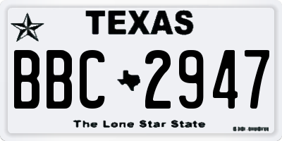 TX license plate BBC2947