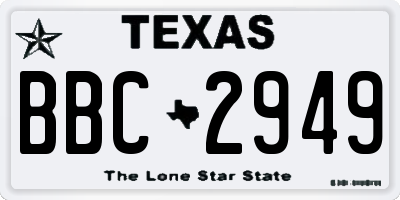 TX license plate BBC2949