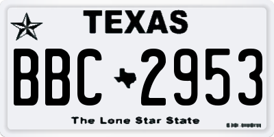 TX license plate BBC2953