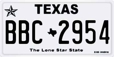 TX license plate BBC2954