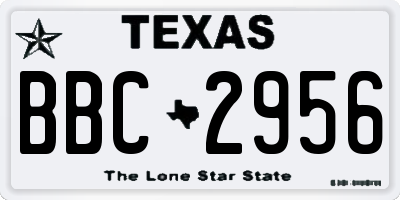 TX license plate BBC2956