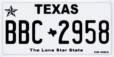 TX license plate BBC2958