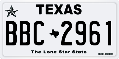 TX license plate BBC2961