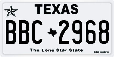 TX license plate BBC2968