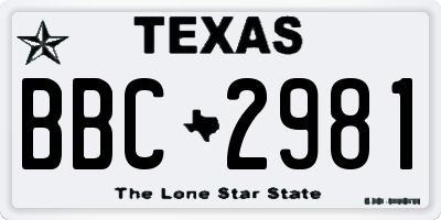 TX license plate BBC2981