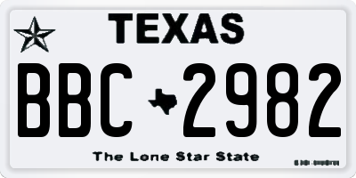 TX license plate BBC2982
